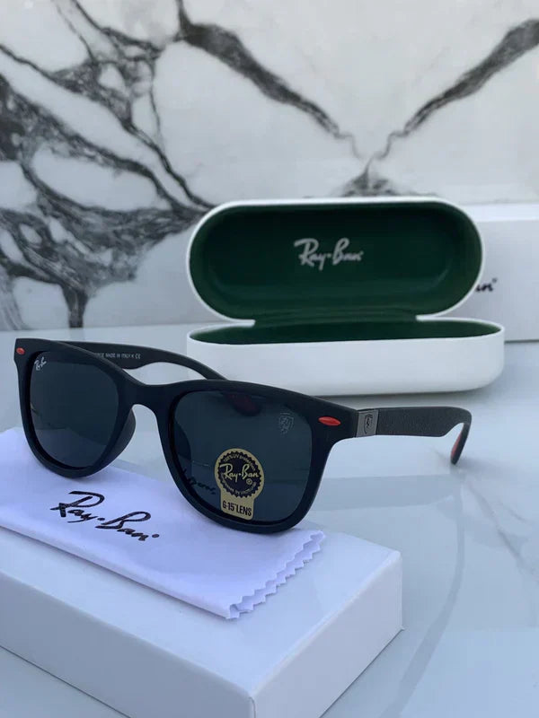 BLACK GLASS LENS WAYFARER SUNGLASSES