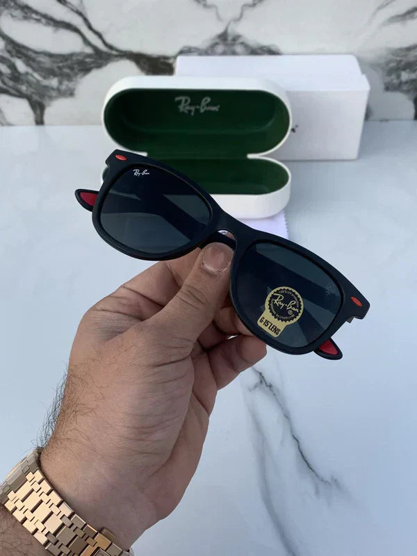 BLACK GLASS LENS WAYFARER SUNGLASSES