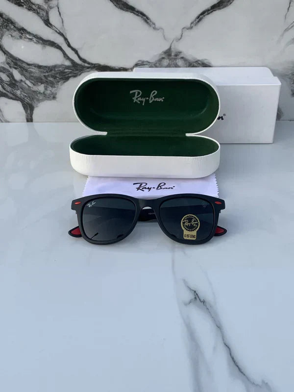 BLACK GLASS LENS WAYFARER SUNGLASSES