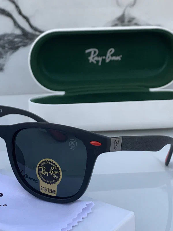 BLACK GLASS LENS WAYFARER SUNGLASSES