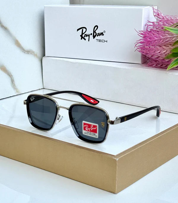 METAL SILVER BLACK UV-400 SUNGLASSES