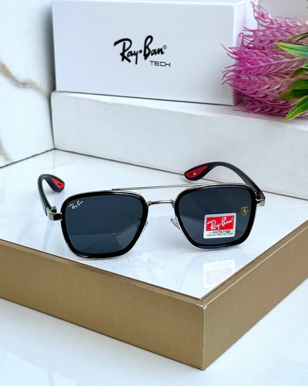 METAL SILVER BLACK UV-400 SUNGLASSES