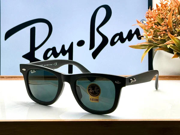 MATT BLACK BLACK GLASS LENS WAYFARER SUNGLASSES