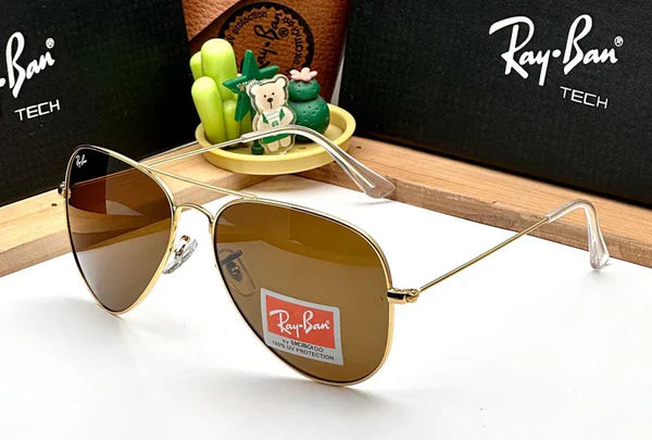Aviator Classic Gold Brown UV-400 Sunglasses