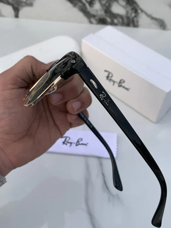 GOLD BLACK GLASS LENS CLUBMASTER SUNGLASSES