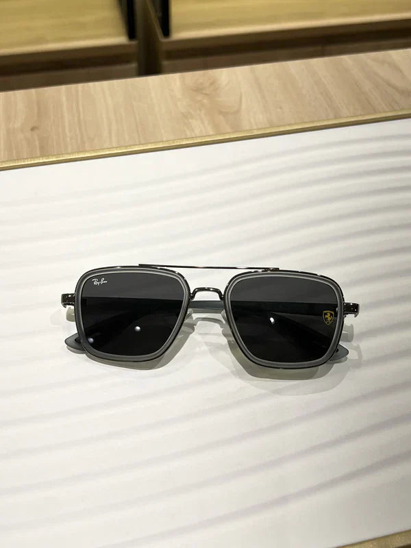 METAL GREY BLACK UV-400 SUNGLASSES