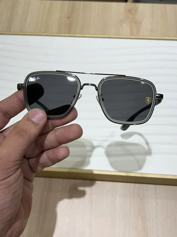 METAL GREY BLACK UV-400 SUNGLASSES