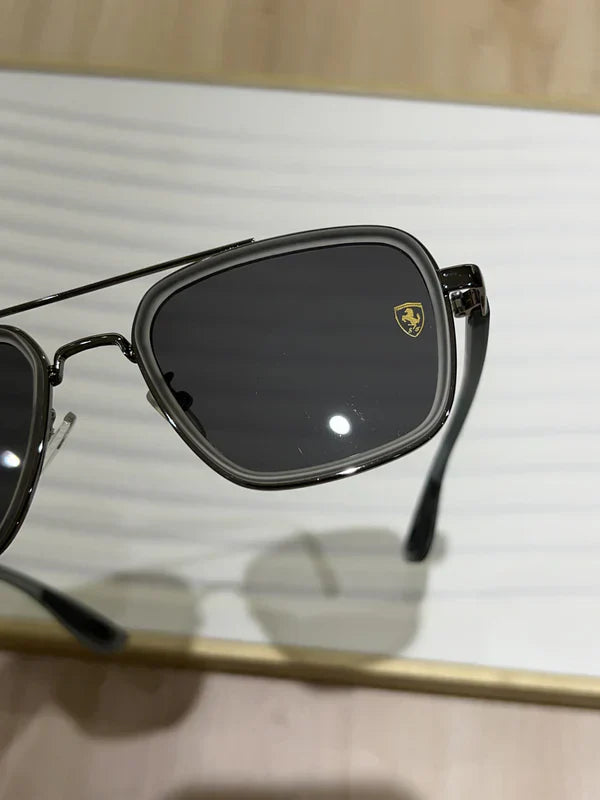METAL GREY BLACK UV-400 SUNGLASSES