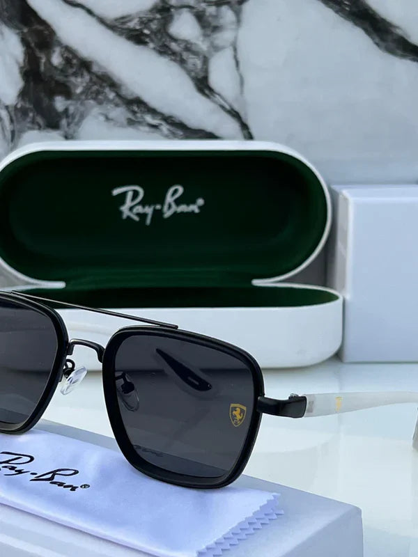 METAL ALL BLACK WHITE LEG UV SUNGLASSES