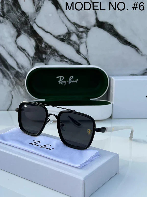 METAL ALL BLACK WHITE LEG UV SUNGLASSES