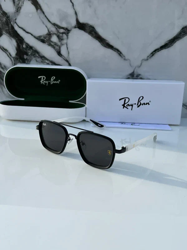 METAL ALL BLACK WHITE LEG UV SUNGLASSES