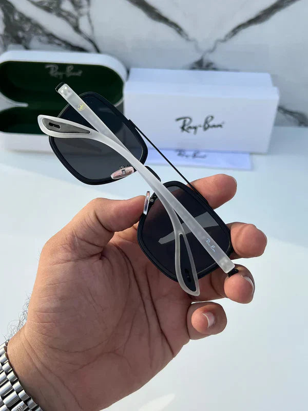 METAL ALL BLACK WHITE LEG UV SUNGLASSES