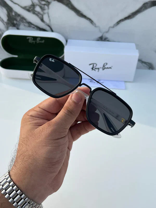 METAL ALL BLACK WHITE LEG UV SUNGLASSES