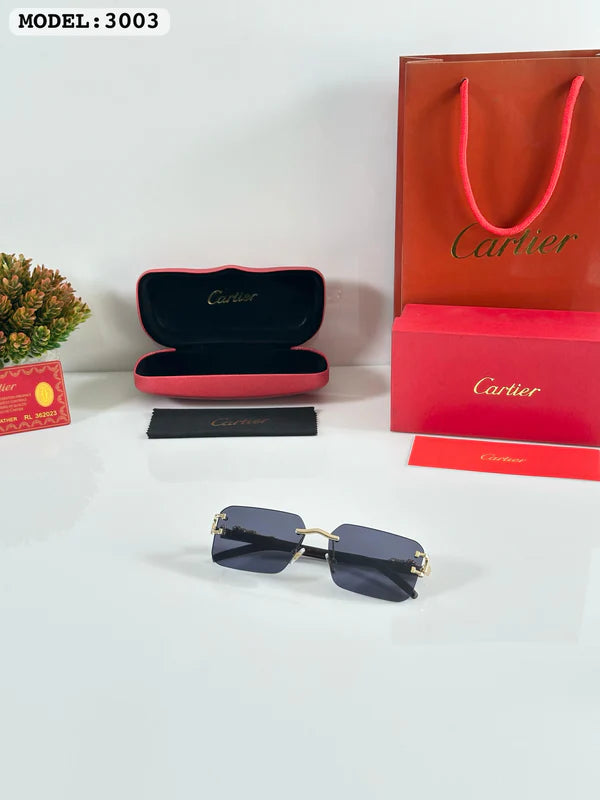 Gold & Black Square Men Sunglasses
