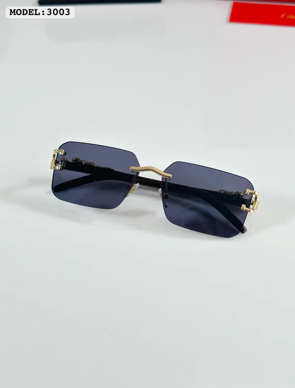 Gold & Black Square Men Sunglasses