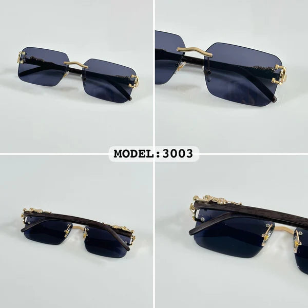Gold & Black Square Men Sunglasses